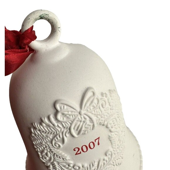 Set of 2 Hallmark Bell Ornaments 2007 & 2008 Bell Christmas Tree Ivory Porcelain - Picture 2 of 10